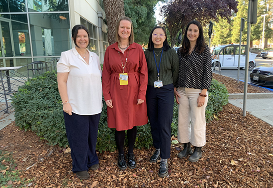 pictured are Guadalupe Carvajal, Nicole Mans, Makenzie Fong, and Julia Martinez., genetic counselors in the Hereditary Cancer Program.